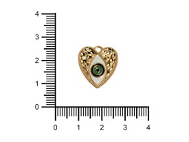 Dije Esmaltado Corazon Dorado Ojo Turco Blanco x 5 unidades